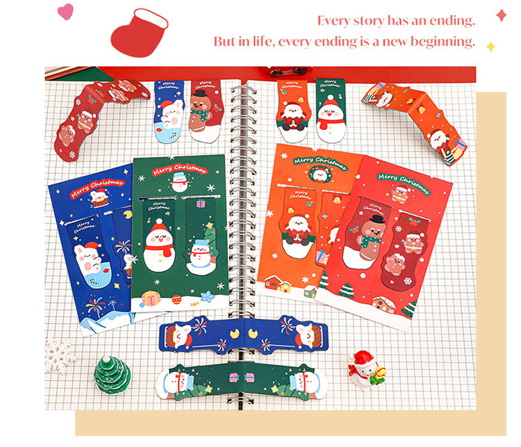 colorful Christmas Santa magnetic bookmarks