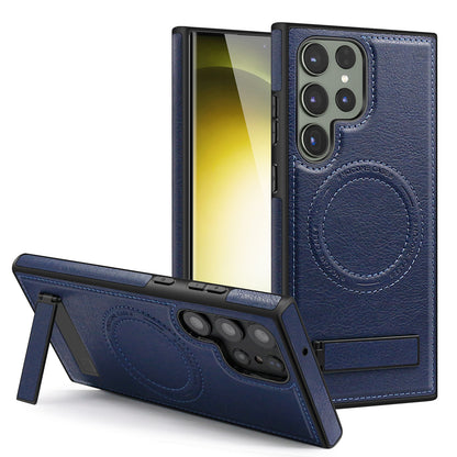 Premium Magnetic Leather Case for Samsung Galaxy S24 Series - Invisible Kickstand & Slim Protection