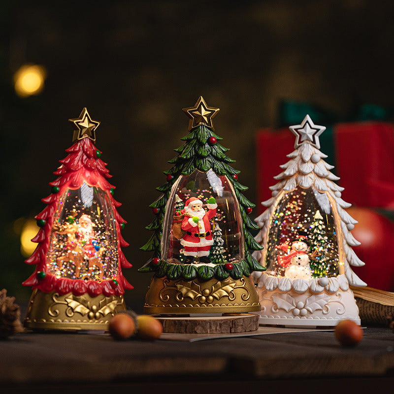 Festive snow globe with green Santa miniature