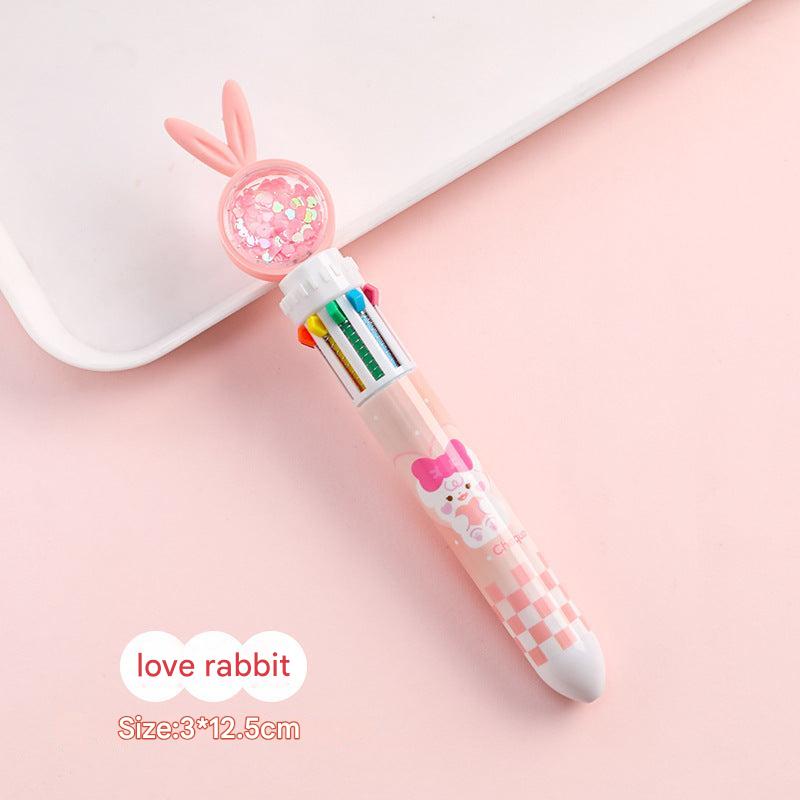 multi-color retractable ballpoint pen cartoon rabbit design