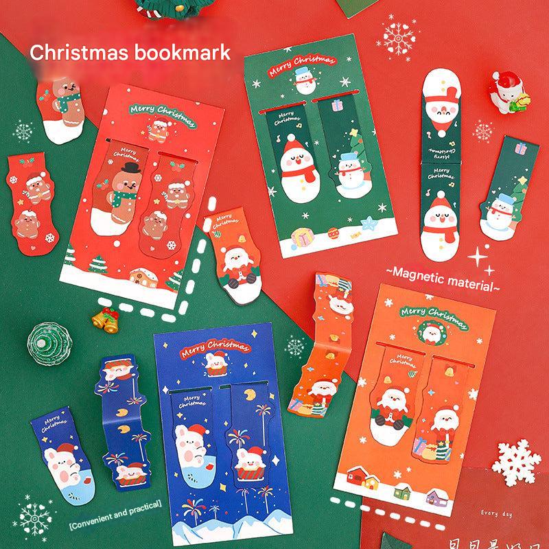 colorful Christmas Santa magnetic bookmarks