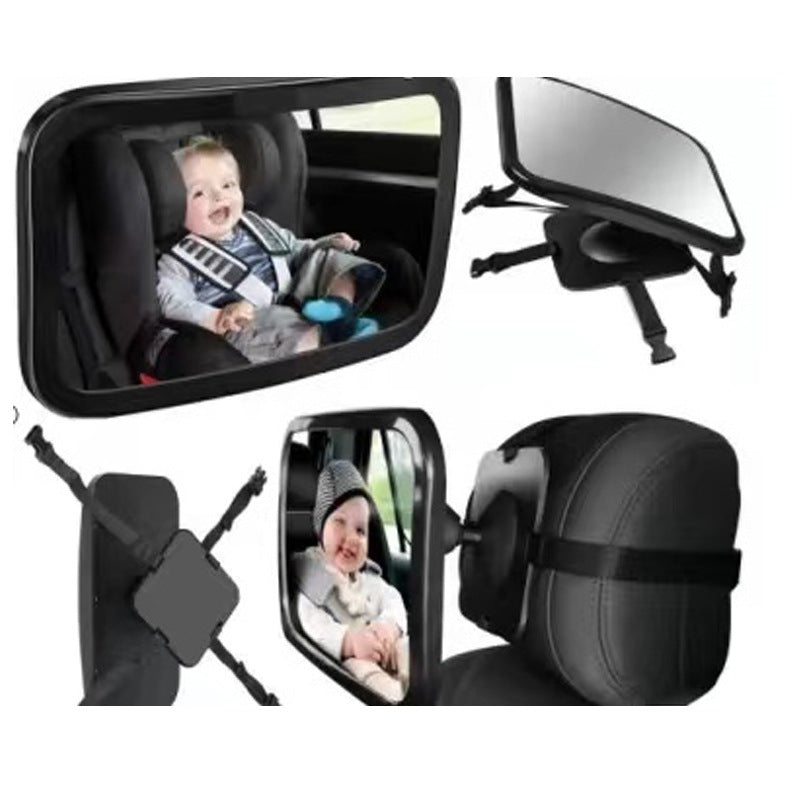 Black baby car back seat safety mirror in action