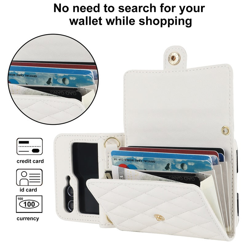 Stylish Protective Wallet Case for Samsung Z Flip Series - Multi-Color Crossbody Design