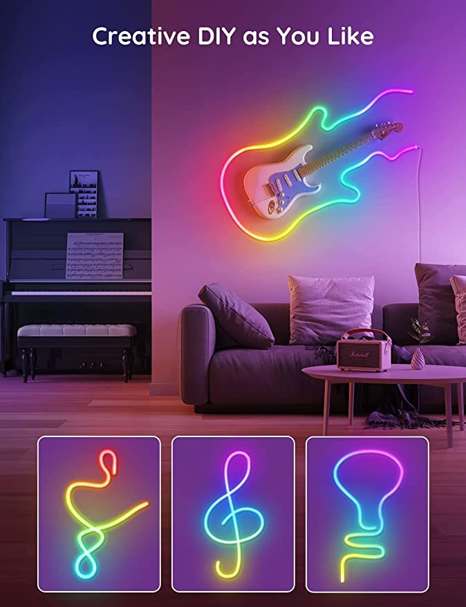 LED strip on wall showing multiple colors