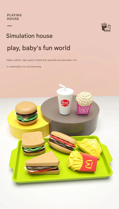 interactive kids play food burger setup