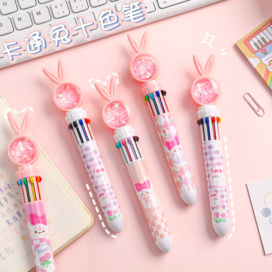 cartoon rabbit multi-color retractable pen front view