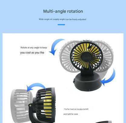 Rear view of dual head car fan