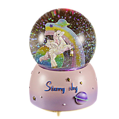 auto snow unicorn music globe detail