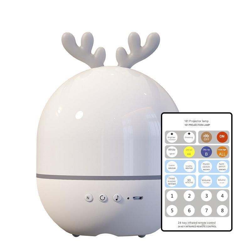 Remote control and bunny star projector in use