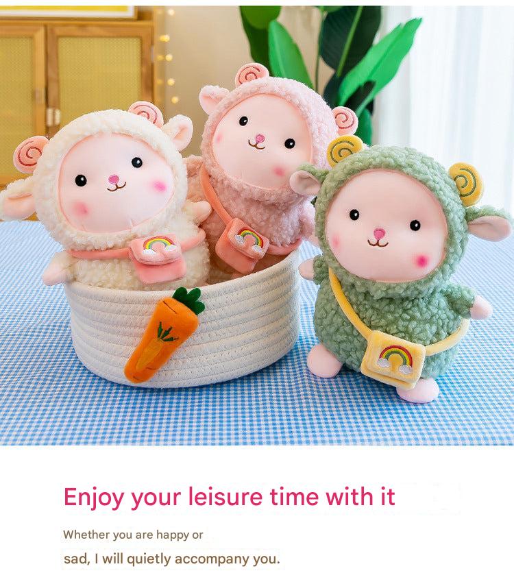 group of rainbow sheep plush toys