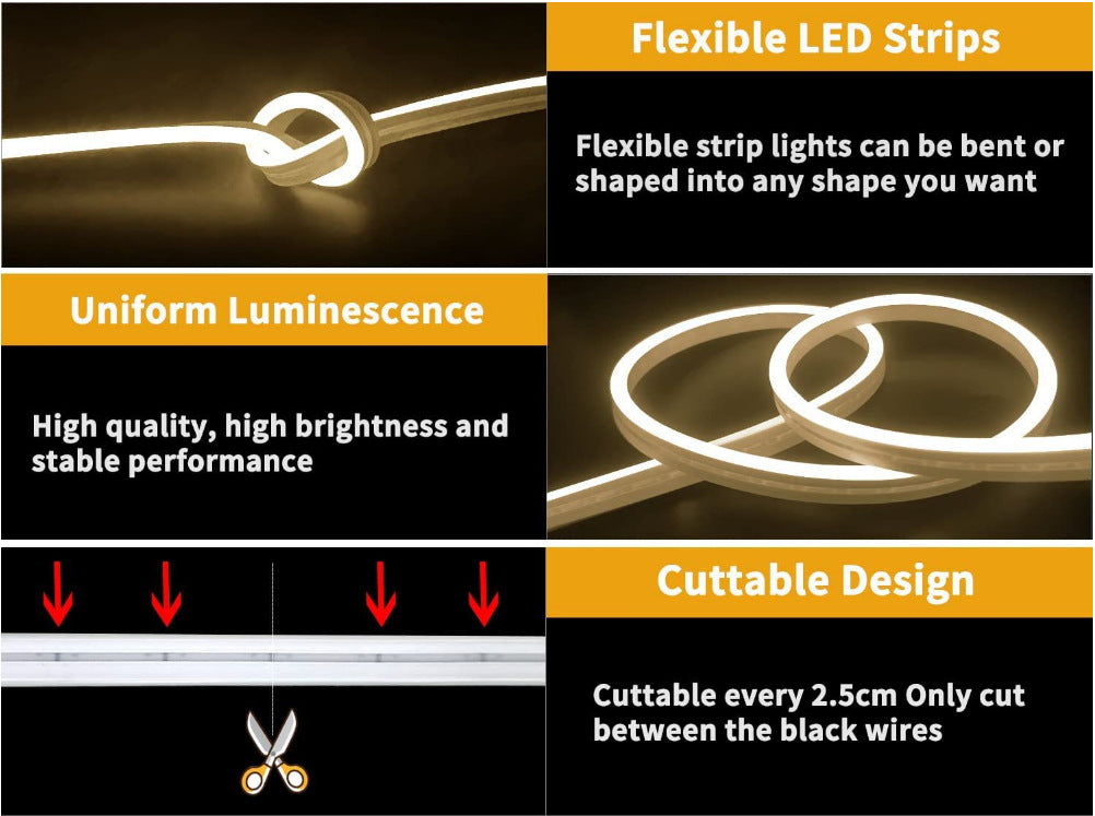 Warm white LED light strip in usage