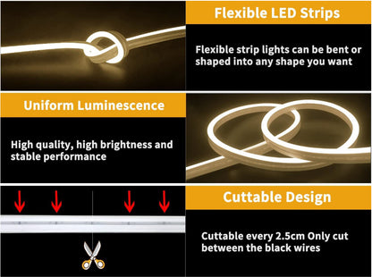 Warm white LED light strip in usage