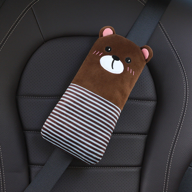 playful yellow deer car seat belt pad image