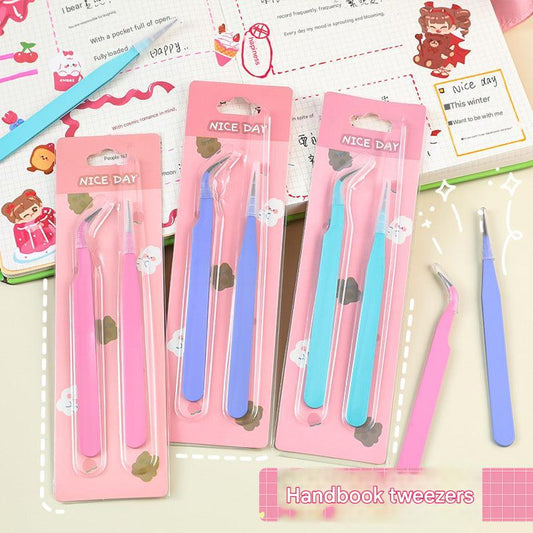 colorful crafting tweezers front view